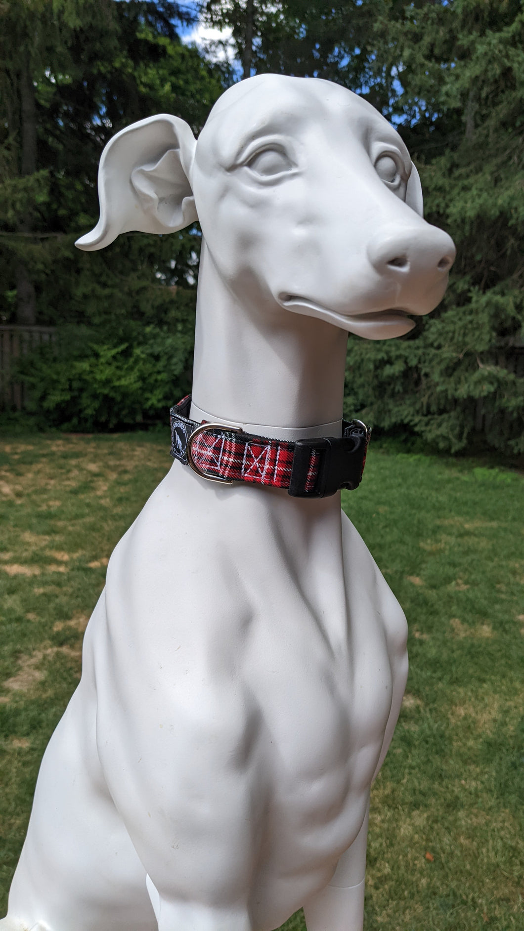 Red Tartan Buckle Collar - Size Small - Ready to Ship